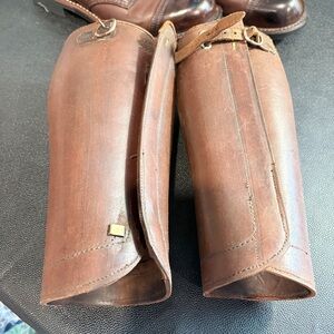 Vintage WWI Brown Leather Riding Gaiters
